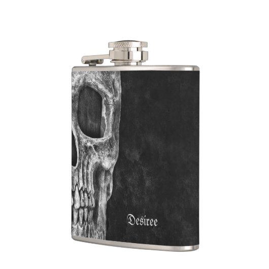 Halfschedelhoofd Gothic Cool Black and White Grung Heupfles (Links)
