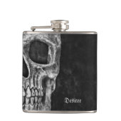 Halfschedelhoofd Gothic Cool Black and White Grung Heupfles (Voorkant)