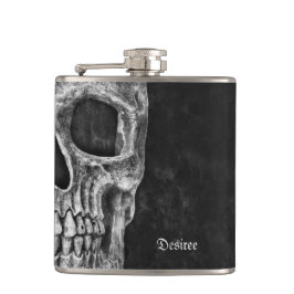 Halfschedelhoofd Gothic Cool Black and White Grung Heupfles