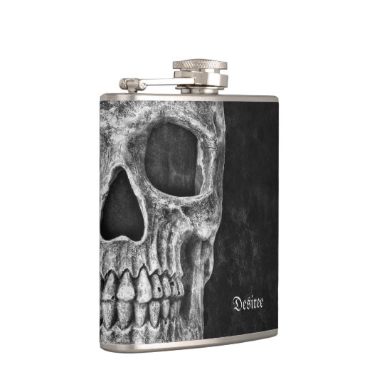 Halfschedelhoofd Gothic Cool Black and White Grung Heupfles (Rechts)