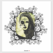 Halfschedelmeisje: feestdag van de dode gothic sin sticker (Vel)