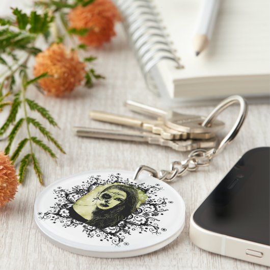 Halfschedelmeisje wordt geveld op dag van de dode sleutelhanger (Voorkant Rechts)