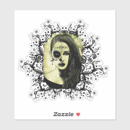 Halfschedelmeisje wordt geveld op dag van de dode  sticker (Vel)