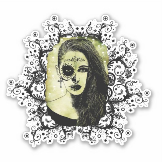 Halfschedelmeisje wordt geveld op dag van de dode  sticker (Voorkant)