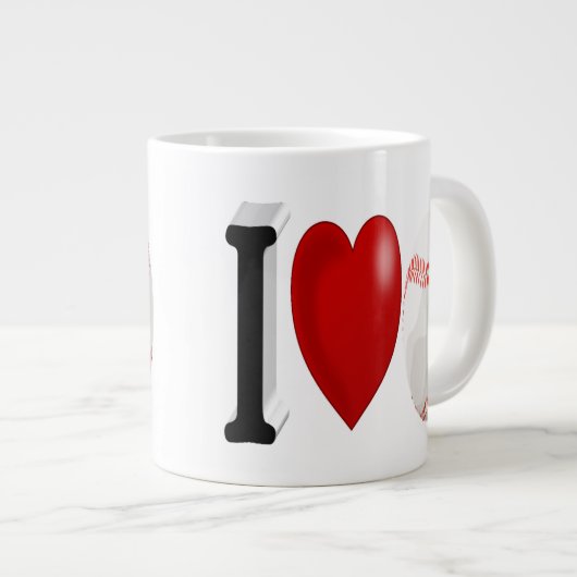 Halftekst Baseball Fan Giant Coffee Mok (Voorkant rechts)