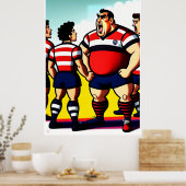 Halftijdgesprek - Grote Rugby-Poster Poster (Keuken)
