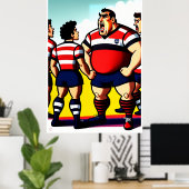 Halftijdgesprek - Grote Rugby-Poster Poster (Thuiskantoor)
