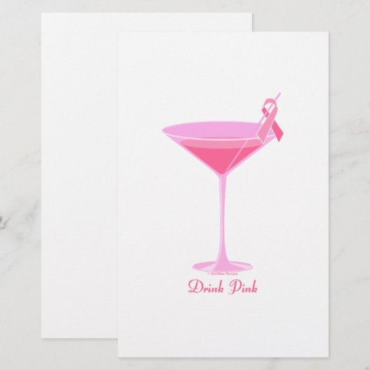 Halftijdse Design Pinktini Briefpapier (Voorkant / Achterkant)