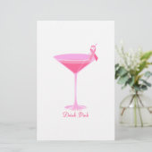 Halftijdse Design Pinktini Briefpapier (Staand voorkant)
