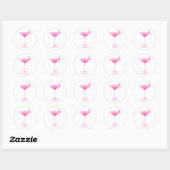 Halftijdse Design Pinktini Ronde Sticker (Vel)