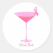 Halftijdse Design Pinktini Ronde Sticker (Voorkant)