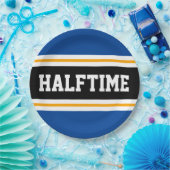 HALFTIME Blauw Zwart Wit Geel Party Stripes Papieren Bordje (Feest)