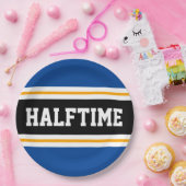 HALFTIME Blauw Zwart Wit Geel Party Stripes Papieren Bordje (Feest)