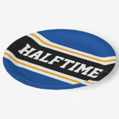 HALFTIME Blauw Zwart Wit Geel Party Stripes Papieren Bordje (Gekanteld)
