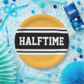 HALFTIME Bold Geel Zwart Wit Racing Stripes Papieren Bordje (Feest)
