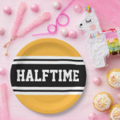 HALFTIME Bold Geel Zwart Wit Racing Stripes Papieren Bordje (Feest)