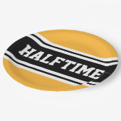 HALFTIME Bold Geel Zwart Wit Racing Stripes Papieren Bordje (Gekanteld)
