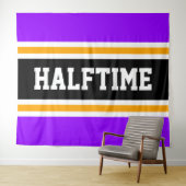HALFTIME Bold Heldere Paarse Zwarte Gele Strepen Wandkleed (In Situ (horizontaal))