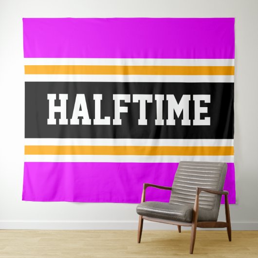 HALFTIME Bright Tropical Pink Black Racing Stripes Wandkleed (In Situ (horizontaal))