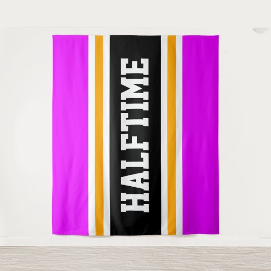 HALFTIME Bright Tropical Pink Black Racing Stripes Wandkleed (Voorkant)