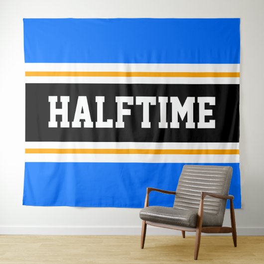 HALFTIME Fun Athletic Bright Blue Black Stripes Wandkleed (In Situ (horizontaal))