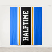 HALFTIME Fun Athletic Bright Blue Black Stripes Wandkleed (Voorkant)