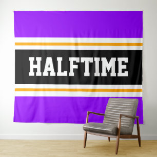 HALFTIME Fun Athletic Heldere Paarse Zwarte Strepe Wandkleed