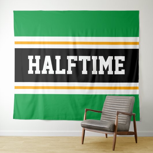 HALFTIME Fun Athletic Heldergroene Zwarte Strepen Wandkleed (In Situ (horizontaal))