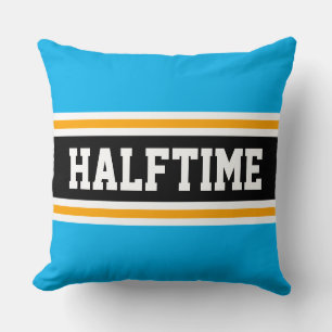 HALFTIME Fun Sky Blue Geel Zwart Sportieve Strepen Kussen