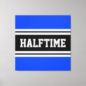 HALFTIME Helder Blauw Zwart Wit Racing Stripes Canvas Afdruk (Voorkant)