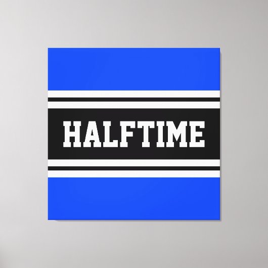 HALFTIME Helder Blauw Zwart Wit Racing Stripes Canvas Afdruk (Voorkant)