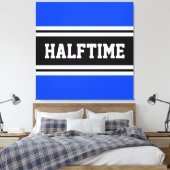 HALFTIME Helder Blauw Zwart Wit Racing Stripes Canvas Afdruk (Insitu (Slaapkamer))