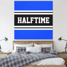 HALFTIME Helder Blauw Zwart Wit Racing Stripes Canvas Afdruk