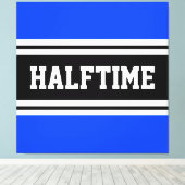 HALFTIME Helder Blauw Zwart Wit Racing Stripes Canvas Afdruk (Insitu (Houten vloer))