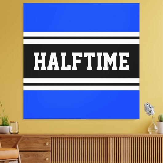 HALFTIME Helder Blauw Zwart Wit Racing Stripes Canvas Afdruk (Insitu (Woonkamer))