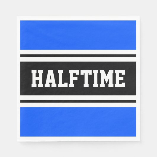 HALFTIME Helder Blauw Zwart Wit Racing Stripes Servet (Voorkant)