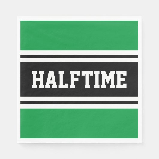 HALFTIME Helder Groen Zwart Wit Racing Stripes Servet (Voorkant)