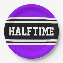 HALFTIME Helder Paarse Zwart Wit Racing Stripes Papieren Bordje