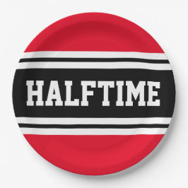 HALFTIME Helder Rood Zwart Wit Football Strepen Papieren Bordje