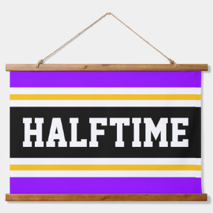 HALFTIME Heldere Paarse Zwart Geel Party Stripes Hangend Wandkleed