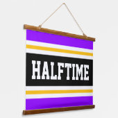 HALFTIME Heldere Paarse Zwart Geel Party Stripes Hangend Wandkleed (Gebogen)