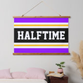 HALFTIME Heldere Paarse Zwart Geel Party Stripes Hangend Wandkleed (Slaapkamer)