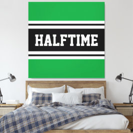 HALFTIME Kelly Groen Zwart Wit Racing Stripes Canvas Afdruk