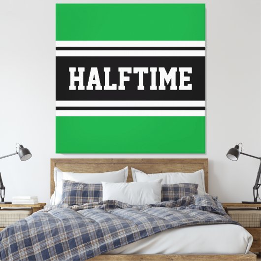 HALFTIME Kelly Groen Zwart Wit Racing Stripes Canvas Afdruk (Insitu (Slaapkamer))