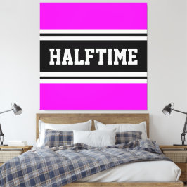 HALFTIME Tropisch Roze Zwart Wit Racing Stripes Canvas Afdruk