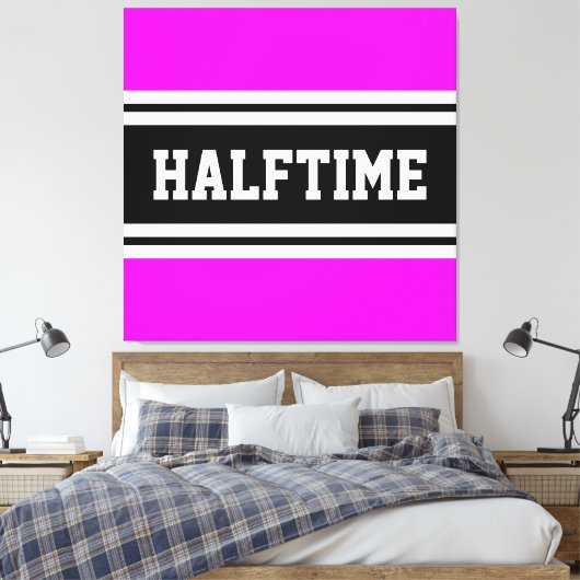 HALFTIME Tropisch Roze Zwart Wit Racing Stripes Canvas Afdruk (Insitu (Slaapkamer))