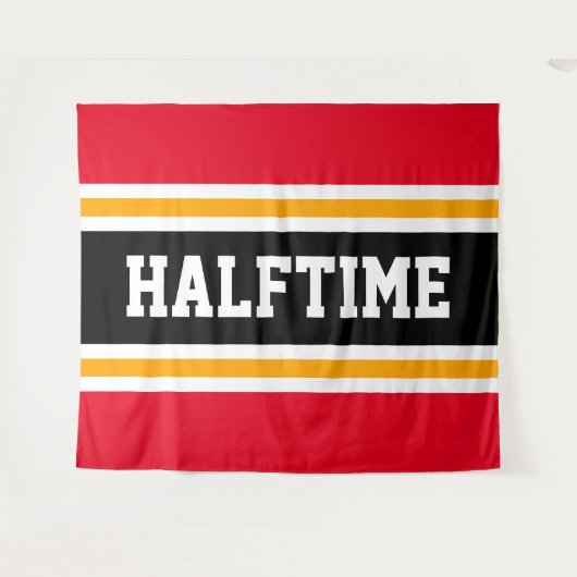 HALFTIME Vette Sportieve Heldere Rode Zwarte Strep Wandkleed (Voorkant (horizontaal))