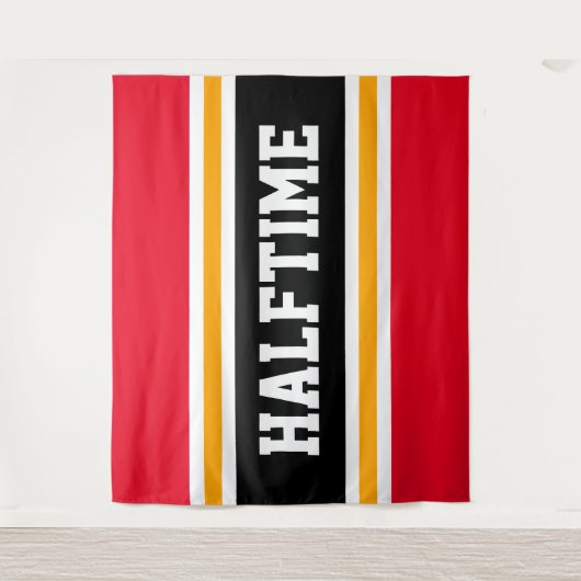 HALFTIME Vette Sportieve Heldere Rode Zwarte Strep Wandkleed (Voorkant)