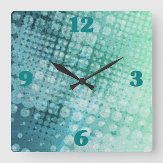Halfton Pop Mint Green Wall Clock Vierkante Klok (Voorkant)