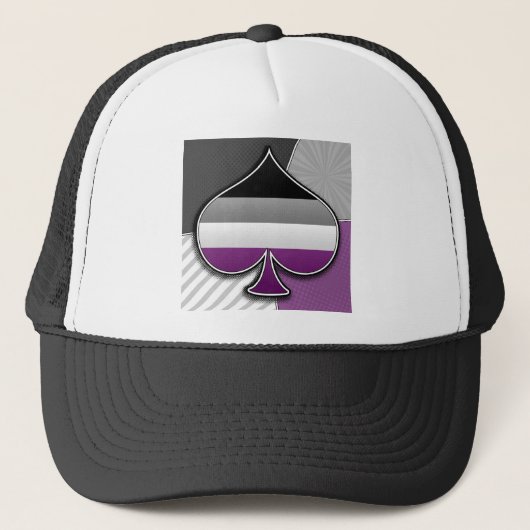 Halftone Asexual Pride Ace Symbol met vlag Trucker Pet (Voorkant)